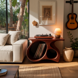 Auraline Organic Sculpted Record Player Stand With Storage