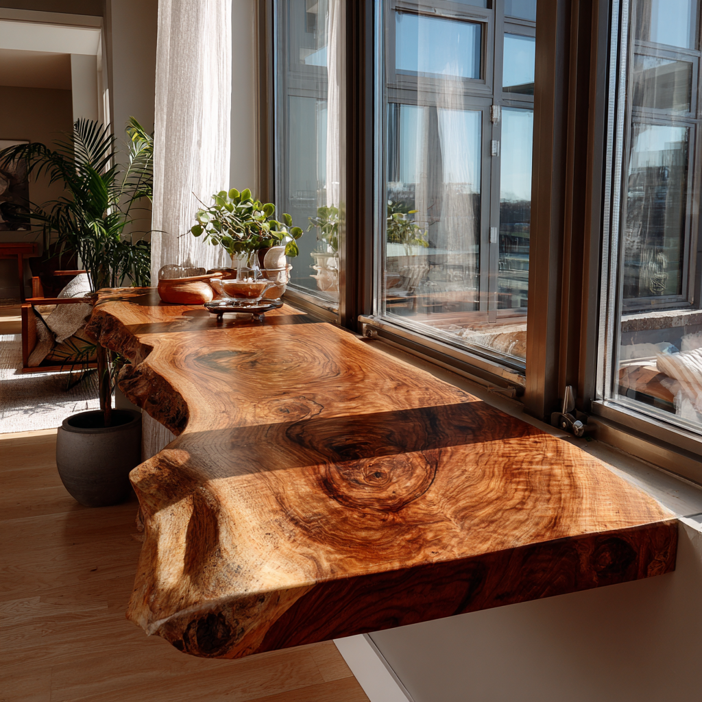 Auralis Live Edge Solid Wood Floating Desk