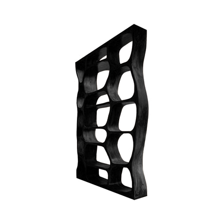 Auralis Sculpted Solid Wood Divider Bookshelf Black - Timberustic Divider Bookshelf