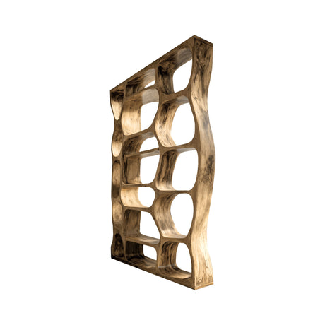 Auralis Sculpted Solid Wood Divider Bookshelf Natural Oak - Timberustic Divider Bookshelf