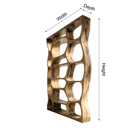 Auralis Sculpted Solid Wood Divider Bookshelf - Timberustic Divider Bookshelf