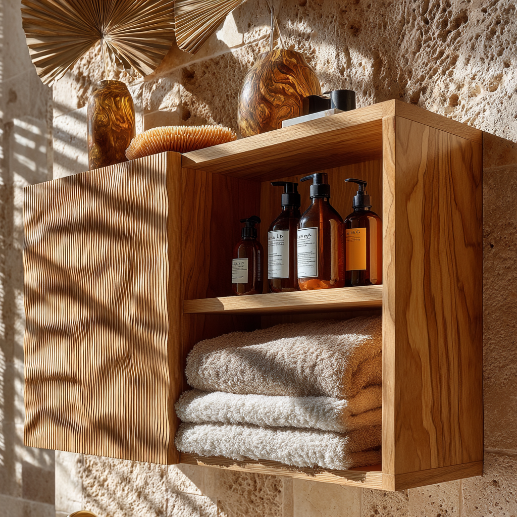 Auralis Sculpted Solid Wood Floating Bathroom Cabinet - Timberustic Floating Bathroom Cabinet