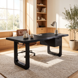 Auralith Handcrafted Live Edge Solid Wood Desk with Drawers Black - Timberustic Desk With Drawers