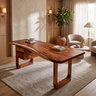 Auralith Handcrafted Live Edge Solid Wood Desk with Drawers Mahogany - Timberustic Desk With Drawers