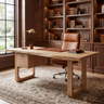 Auralith Handcrafted Live Edge Solid Wood Desk with Drawers Natural Oak - Timberustic Desk With Drawers