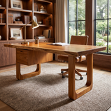 Auralith Handcrafted Live Edge Solid Wood Desk with Drawers Teak - Timberustic Desk With Drawers