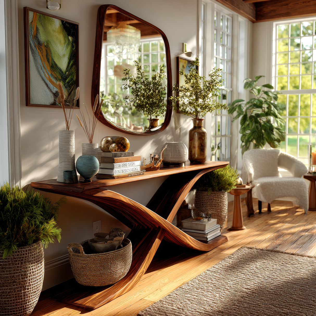 Auralith Sculpted Solid Wood Console Table - Timberustic Console Table