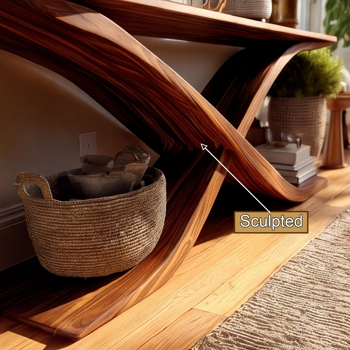 Auralith Sculpted Solid Wood Console Table - Timberustic Console Table