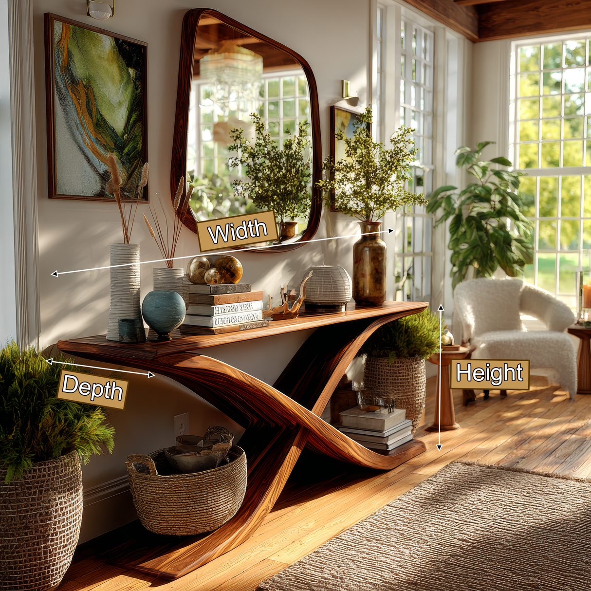 Auralith Sculpted Solid Wood Console Table - Timberustic Console Table