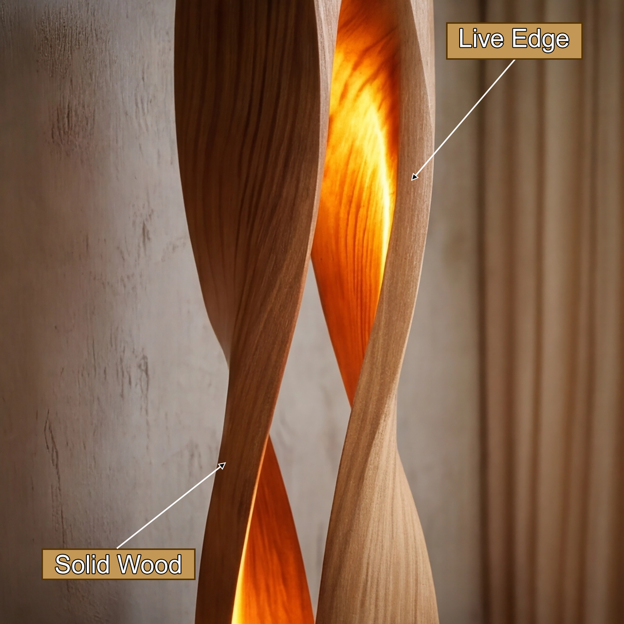 Auralith Sculpted Twisted Integrated LED Wood Floor Lamp - Timberustic Floor Lamp