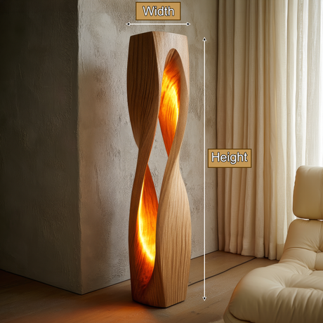 Auralith Sculpted Twisted Integrated LED Wood Floor Lamp - Timberustic Floor Lamp
