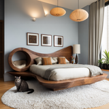 Auraloop Circle Sculpted Solid Wood Headboard and Bed Frame