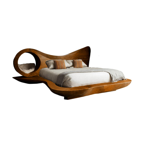 Auraloop Circle Sculpted Solid Wood Headboard and Bed Frame