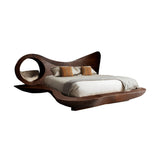 Auraloop Circle Sculpted Solid Wood Headboard and Bed Frame