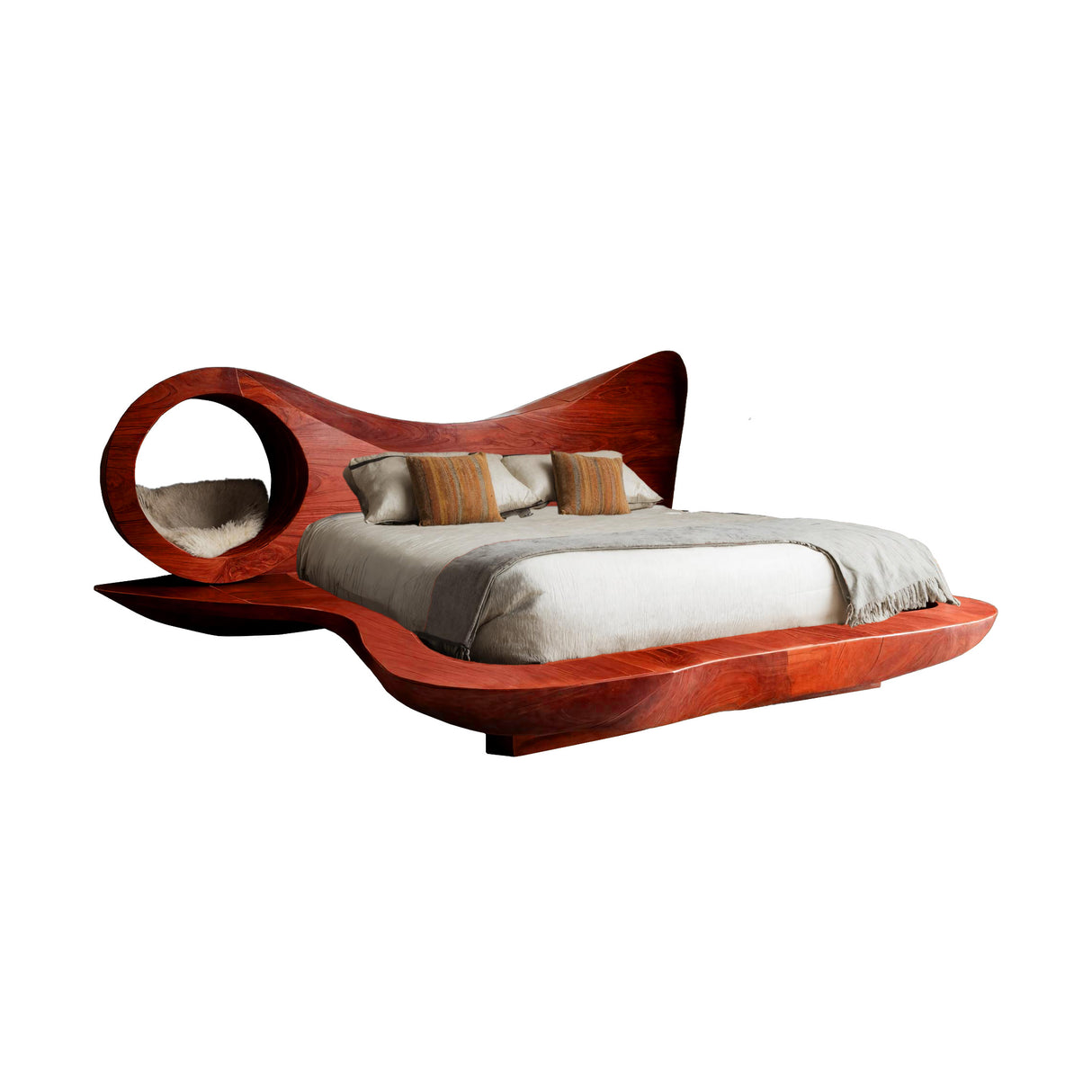 Auraloop Circle Sculpted Solid Wood Headboard and Bed Frame