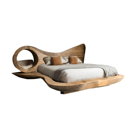 Auraloop Circle Sculpted Solid Wood Headboard and Bed Frame