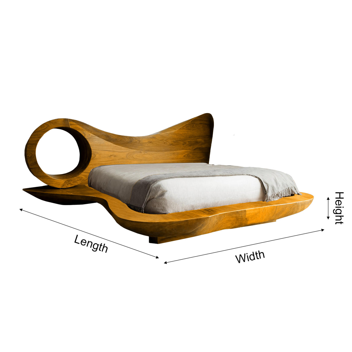 Auraloop Circle Sculpted Solid Wood Headboard and Bed Frame