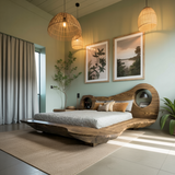 Auraloop Sculpted Solid Wood Headboard and Bed Frame