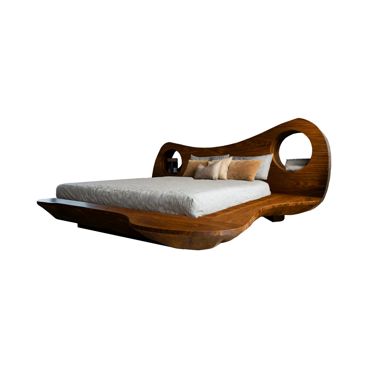 Auraloop Sculpted Solid Wood Headboard and Bed Frame