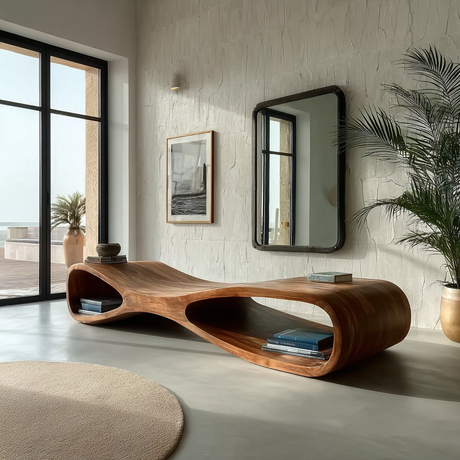 Aurea Flow-Form Sculptural Solid Wood Bench - Timberustic Bench
