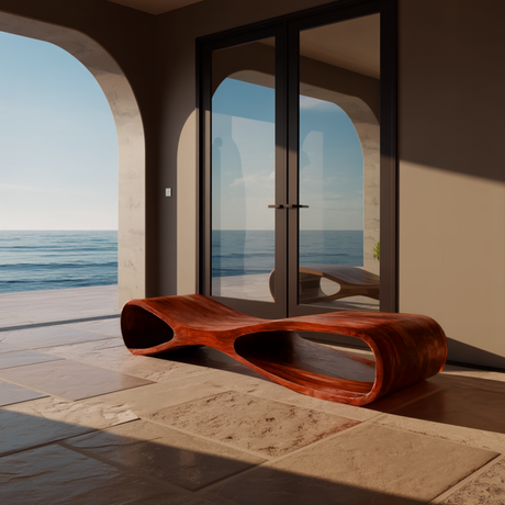 Aurea Flow-Form Sculptural Solid Wood Bench - Timberustic Bench