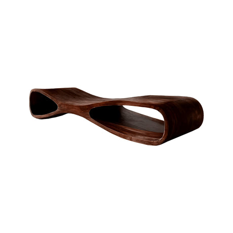 Aurea Flow-Form Sculptural Solid Wood Bench Dark Walnut - Timberustic Bench