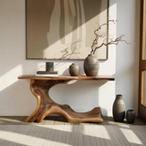 Aurea Flow Sculptural Solid Wood Console Table