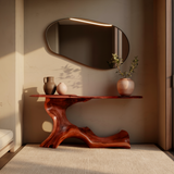 Aurea Flow Sculptural Solid Wood Console Table