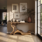Aurea Flow Sculptural Solid Wood Console Table