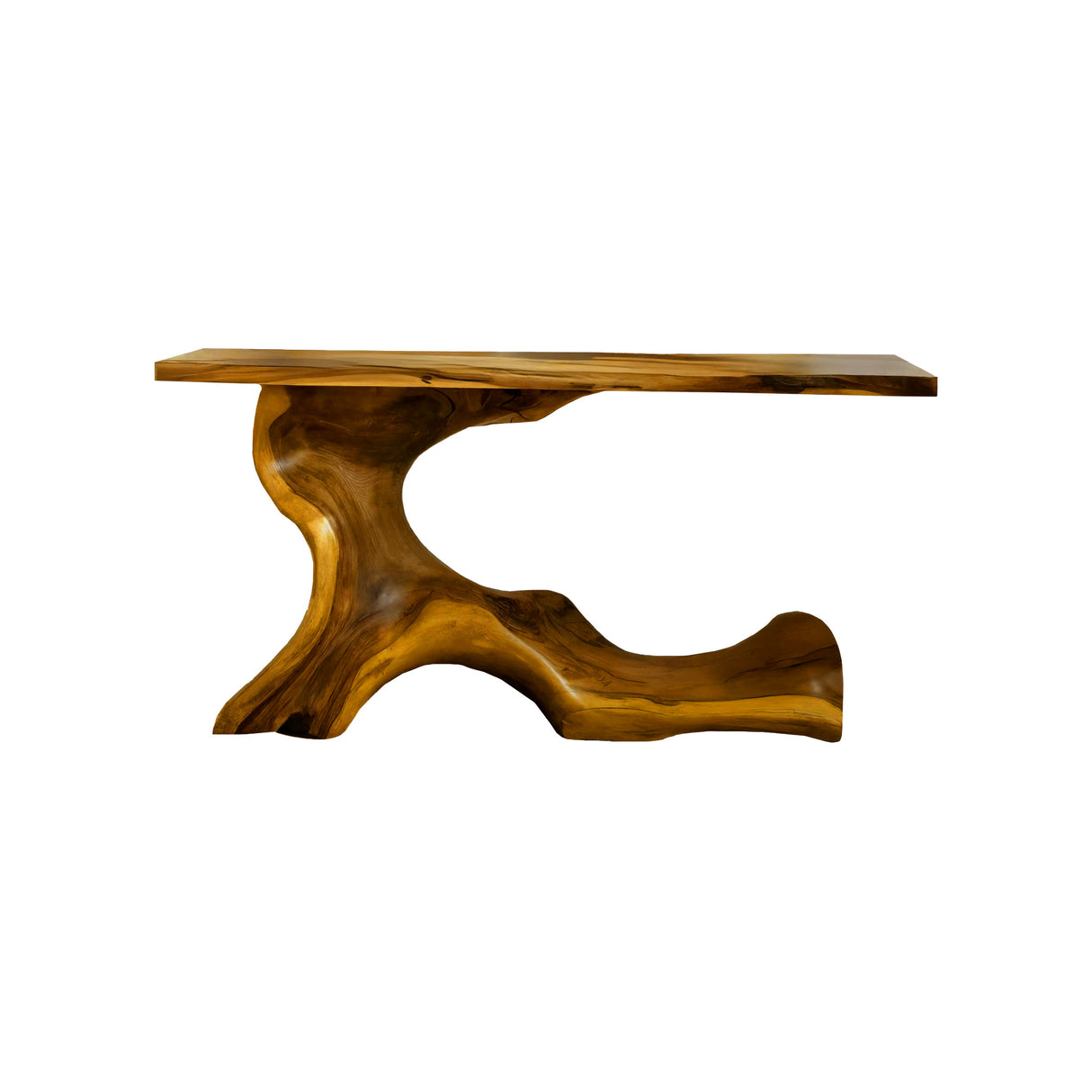 Aurea Flow Sculptural Solid Wood Console Table