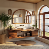 Aurea Flow Solid Wood Floating Bathroom Vanity with Drawers