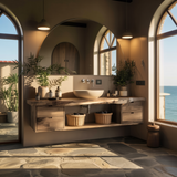 Aurea Flow Solid Wood Floating Bathroom Vanity with Drawers