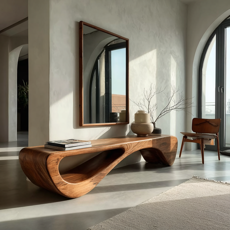 Aurea Loop Sculptural Solid Wood Indoor Bench - Timberustic Bench