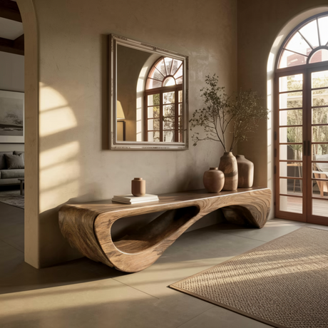 Aurea Loop Sculptural Solid Wood Indoor Bench - Timberustic Bench