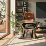 Aurea Loop Sculptural Solid Wood Record Player Stand