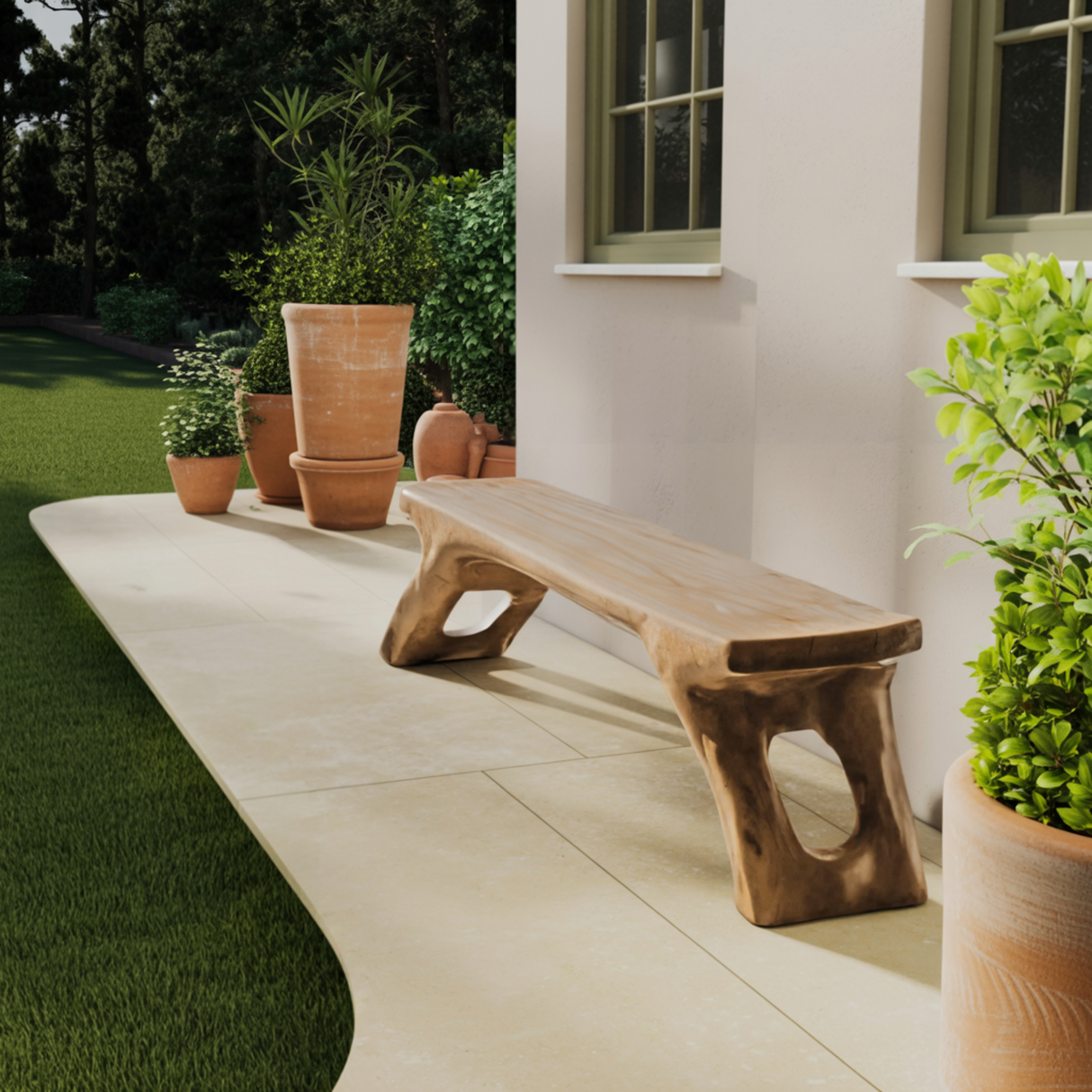 Aurea Organic Modern Solid Wood Bench