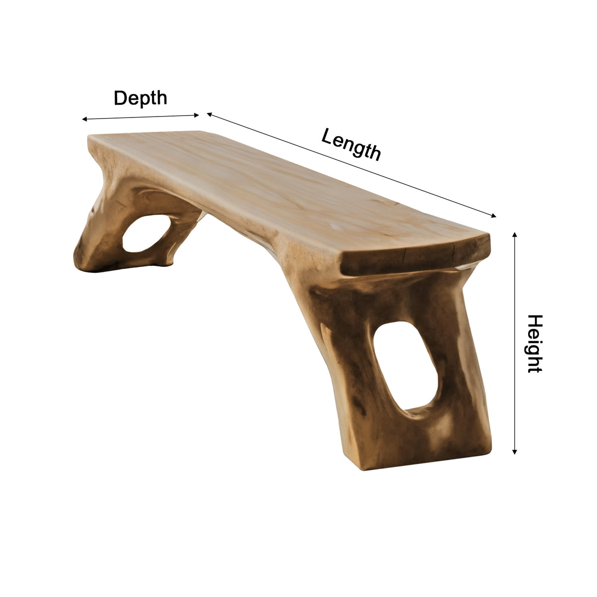 Aurea Organic Modern Solid Wood Bench