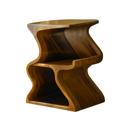 Aurea Wave Sculptural Solid Wood Record Player Stand
