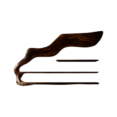 Aurel Sculpted Solid Wood Wine Display Shelf Dark Walnut - Timberustic Wine Display Shelf