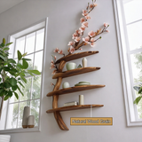 Aurelbloom Handcrafted Solid Wood Tree-Inspired Bookshelf