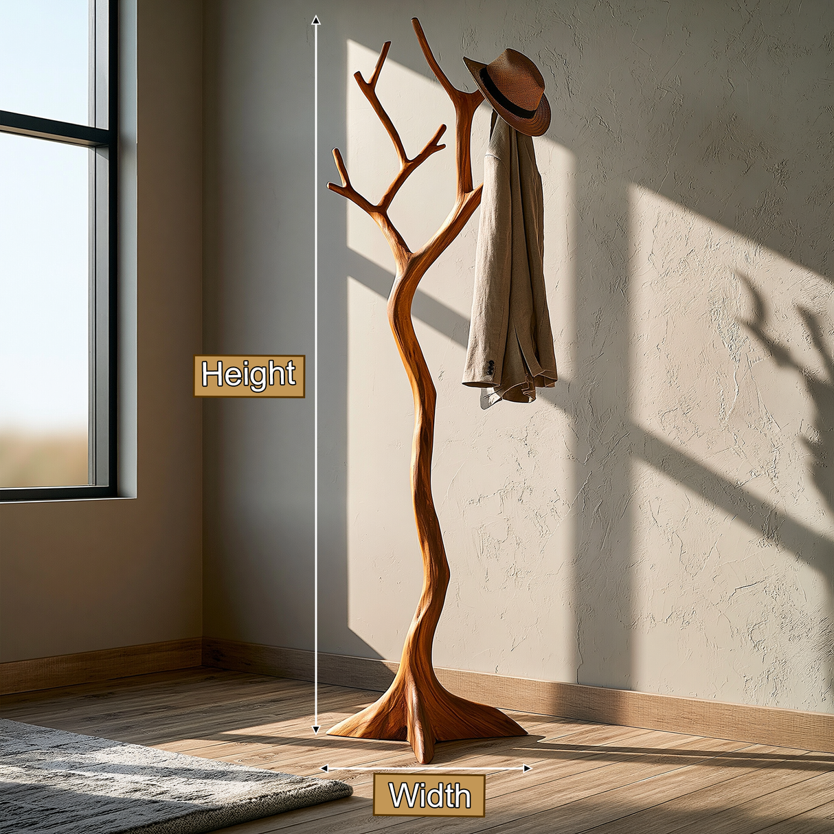 Virelith Sculpted Solid Wood Tree Coat Rack - Timberustic Tree Coat Rack