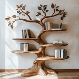 Aurelgrove Handcrafted Solid Wood Tree Bookshelf