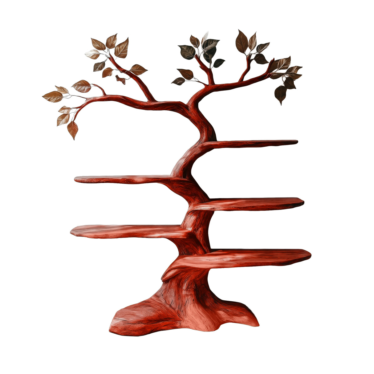 Aurelgrove Handcrafted Solid Wood Tree Bookshelf