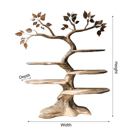 Aurelgrove Handcrafted Solid Wood Tree Bookshelf - Timberustic Tree Bookshelf