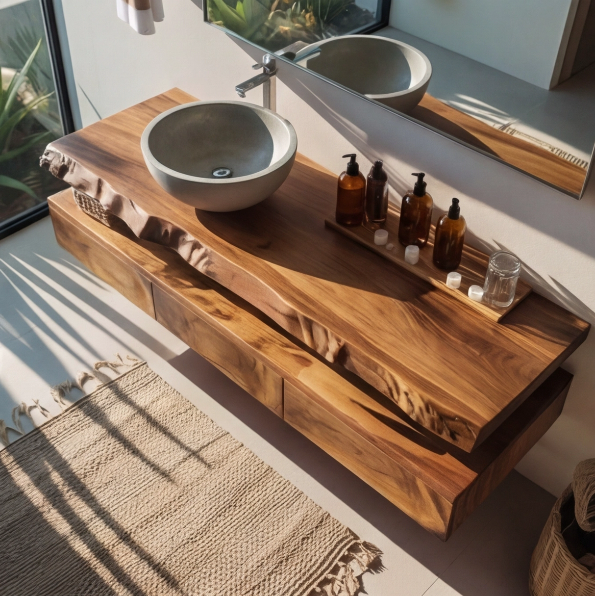 Aurelia Live Edge Floating Bathroom Vanity with Drawers - Timberustic Floating Bathroom Vanity With Drawers