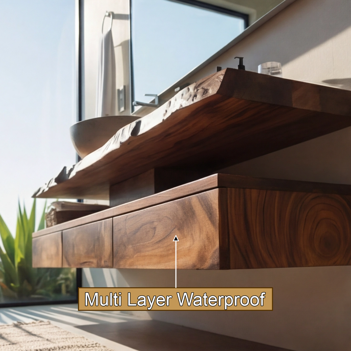 Aurelia Live Edge Floating Bathroom Vanity with Drawers - Timberustic Floating Bathroom Vanity With Drawers
