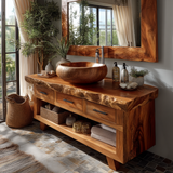 Aurelia Live Edge Solid Wood Freestanding Bathroom Vanity with Drawers - Timberustic Freestanding Bathroom Vanity with Drawers