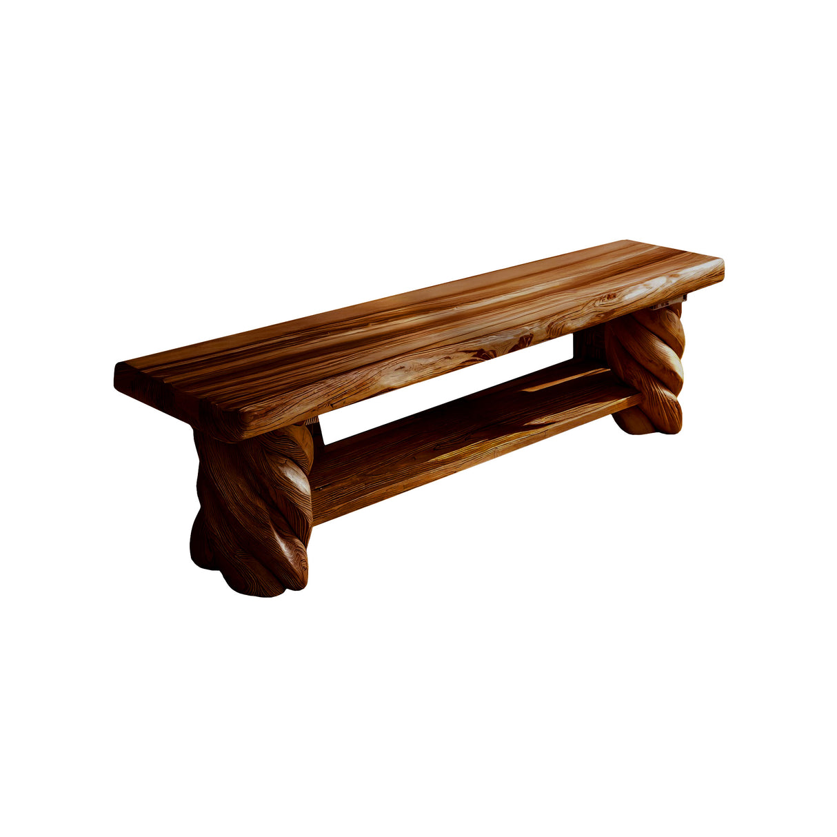 Aurelia Twist Natural Wood Bed Bench Brown - Timberustic Bed Bench