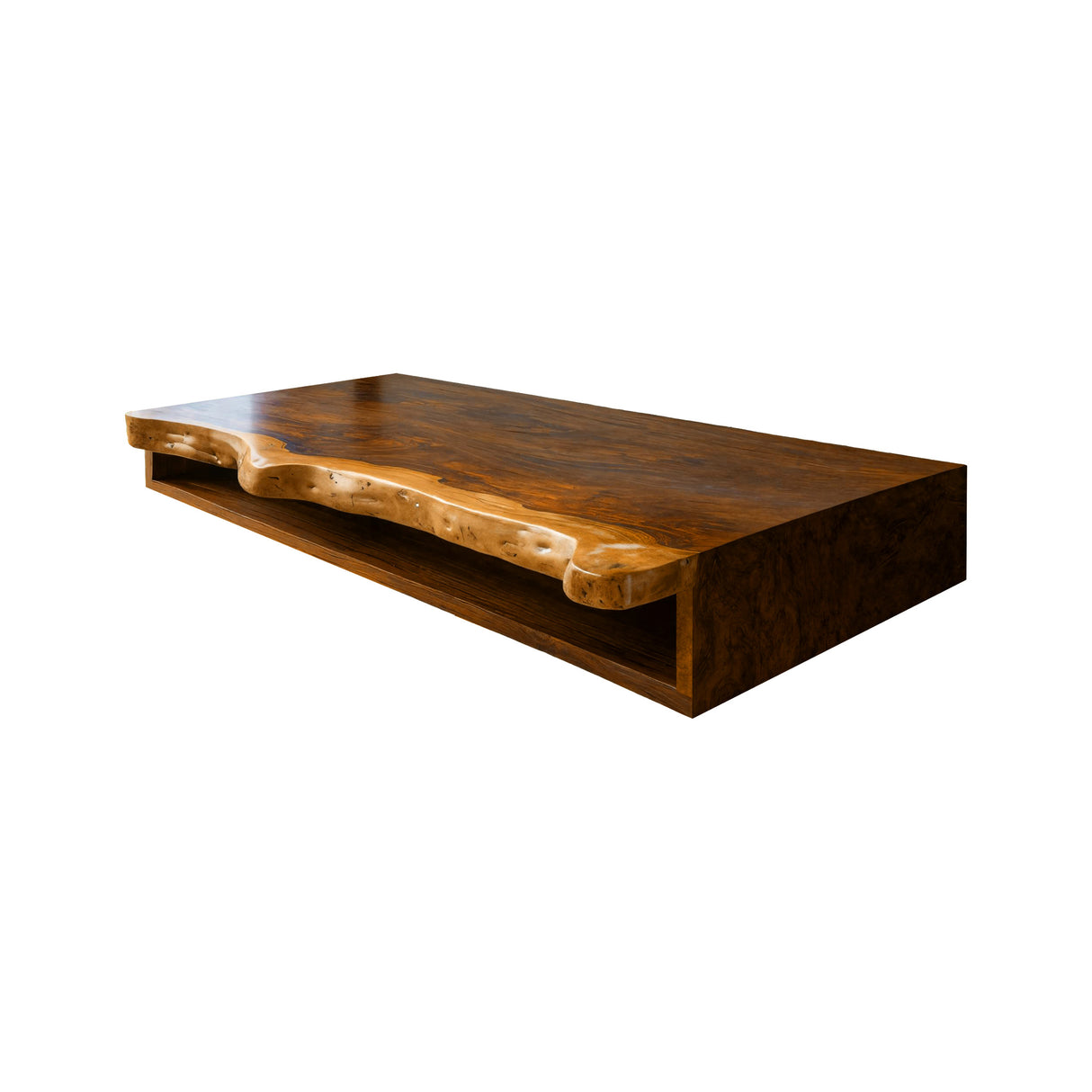 Aurelian Live Edge Solid Wood Floating Bathroom Vanity with Open Storage Brown - Timberustic Floating Bathroom Vanity with Open Storage