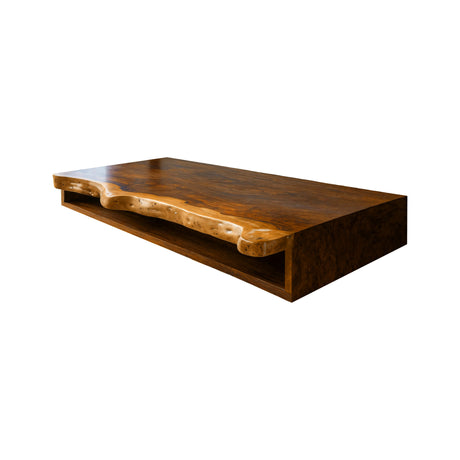 Aurelian Live Edge Solid Wood Floating Bathroom Vanity with Open Storage Brown - Timberustic Floating Bathroom Vanity with Open Storage